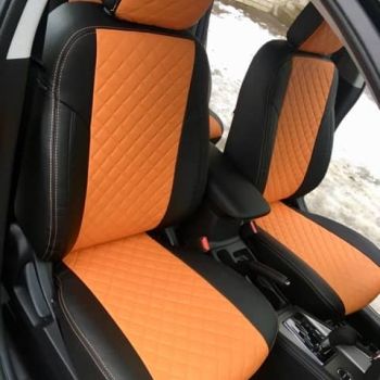 Авточехлы Автопилот Чёрный оранжевый Ромб