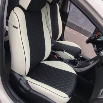 Авточехлы Автопилот белый черный Ромб